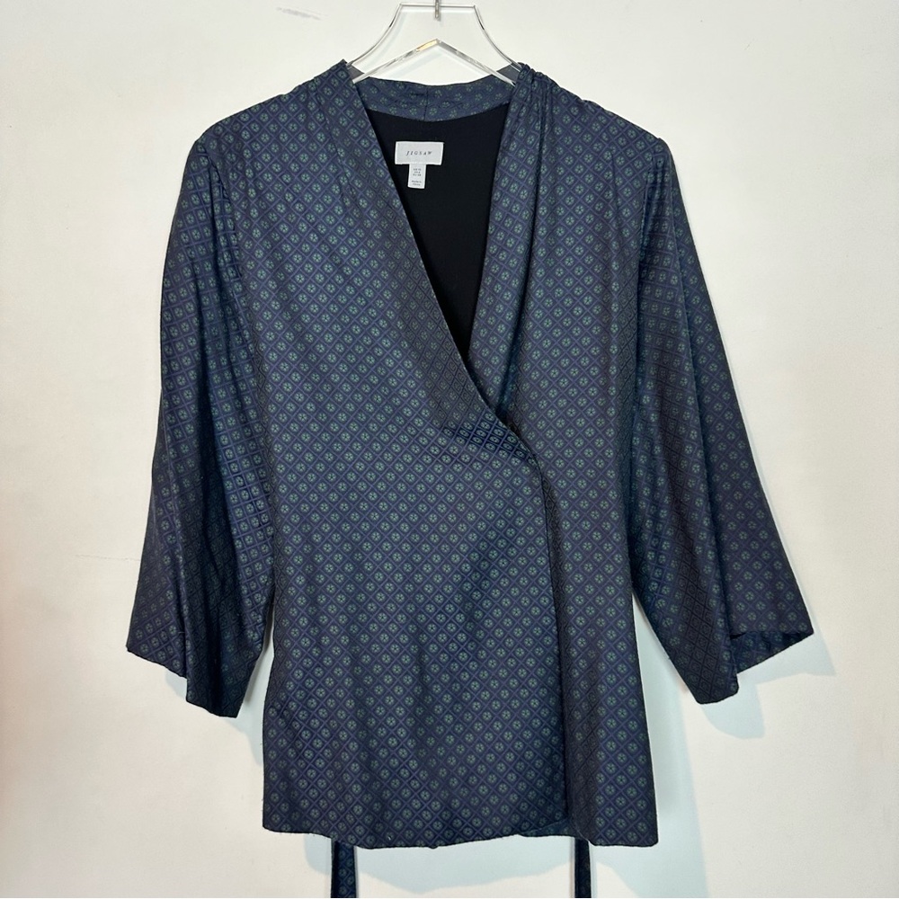 Jigsaw London Woven Jacquard Topper Wrap Jacket 6